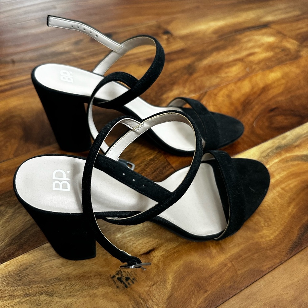 BP Black Suede Strappy Heels